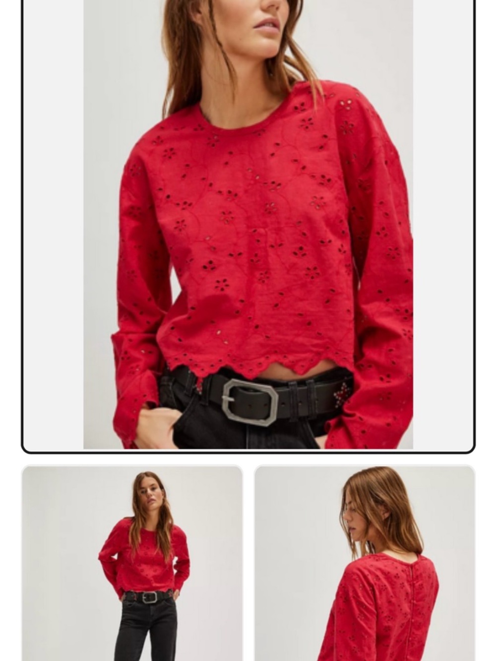 Free People eyelet crop with delicate buttons on the back